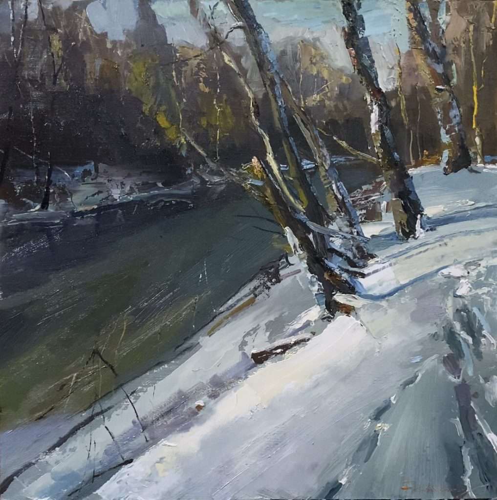 CW Mundy, White River at Williams Creek, oil on linen, 18x18